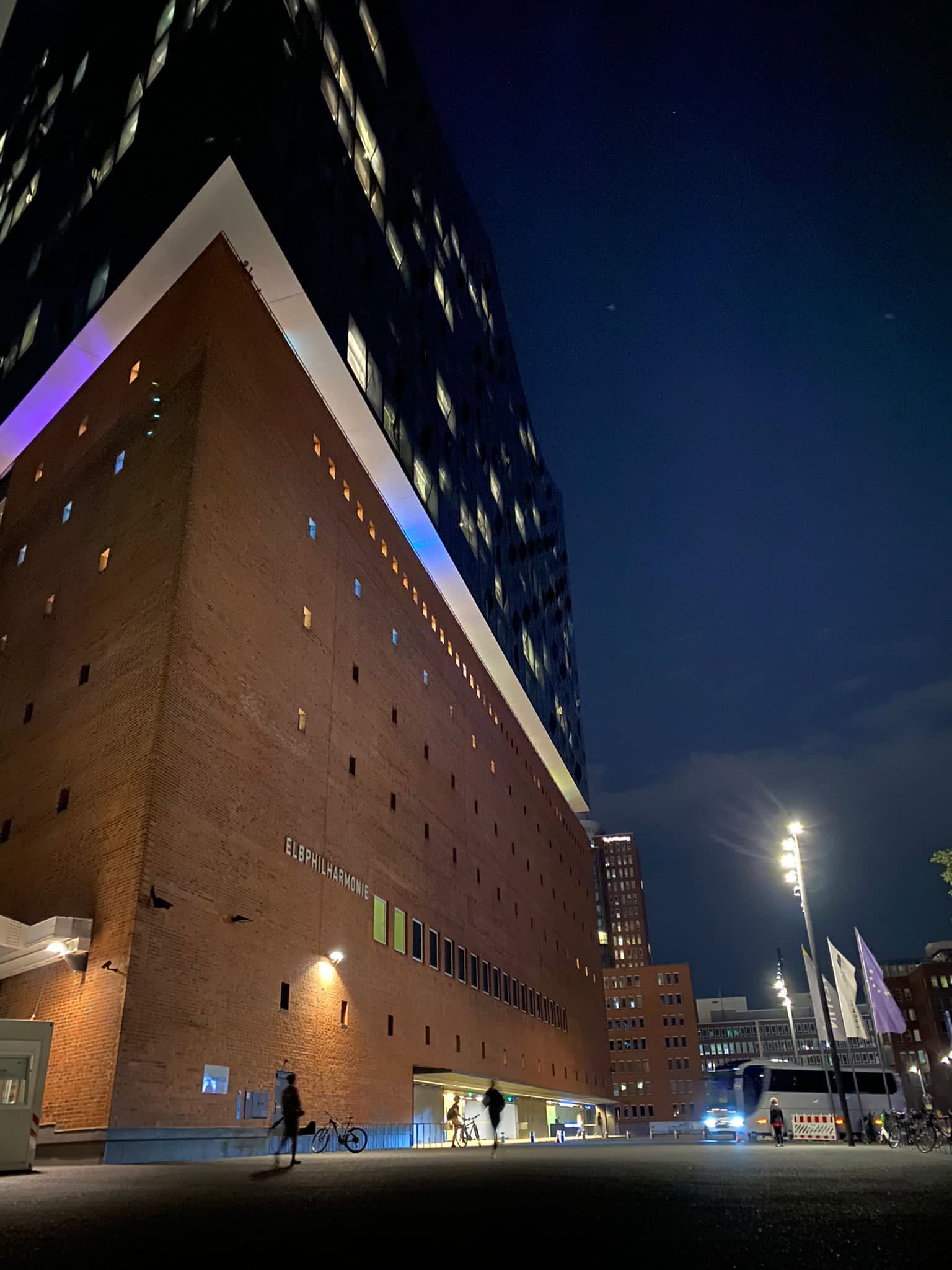 Elbphilharmonie Hamburg at night, wide angle